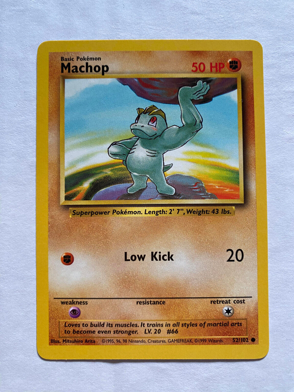 Pokemon Card Machop 52/102 Base Set 1999 Vintage Collection Pokemon Card Machop 52/102 Base Set 1999 Vintage Collection