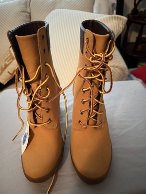 Timberland Women's Allington 6-Inch Lace-Up Heeled Boot Wheat Nubuck Size 7.5