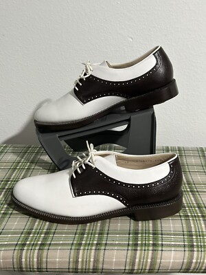 King A Step Above the Rest Mens Saddle Golf Shoes Leather Soles Size 10