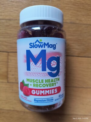SlowMag Mg Gummies Muscle Health + Recovery Natural Berry Flavor 60 Ea 11/24+