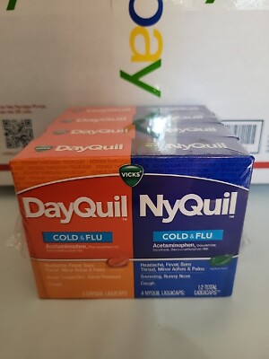 (4) DayQuil & NyQuil Cold & Flu Relief - 12/Box - Exp 10/2025