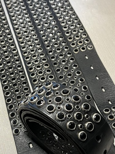 Pre-owned Handmade Robins Jean, Hand Made Leather Belt W/ Blk Swarovsky 100% Hand Made In Italy