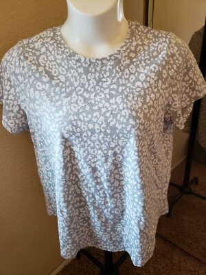 BRAND NEW: Women's OLD NAVY Size XL Gray Animal Print 100% Cotton Tee