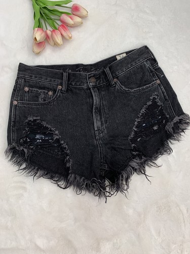 

We The Free People Отрезанные джинсовые шорты с потертыми краями и рваными краями 26, Черный
