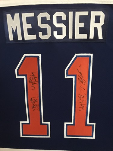 Edmonton Oilers Autograph Wayne Gretzky Mark Messier Jersey X5 NHL Jersey