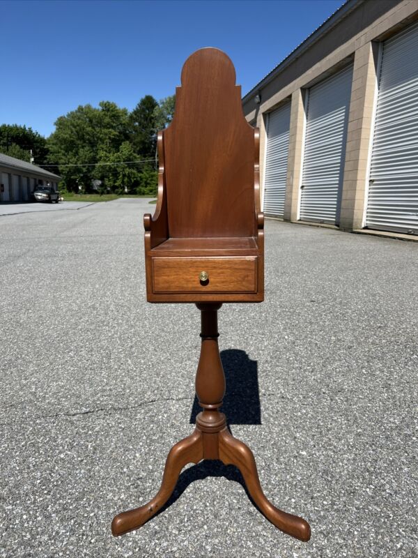 A Vintage Mahogany Queen Anne style Candlestand W/drawer by A. Hackman, 1970’s