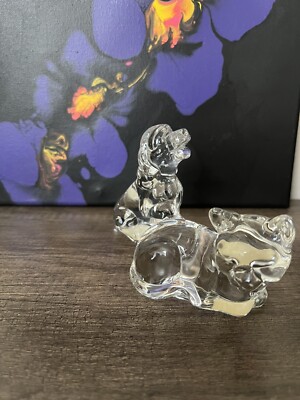 2x PRINCESS HOUSE PETS  24 % LEAD CRYSTAL DOG Cat FIGURE GERMAN Spaniel Kitten