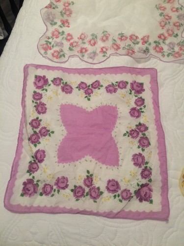 5 Vintage Floral Handkerchiefs