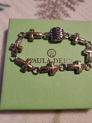 PAULA DEEN TWO TONE CROSS BRACLET  NEW