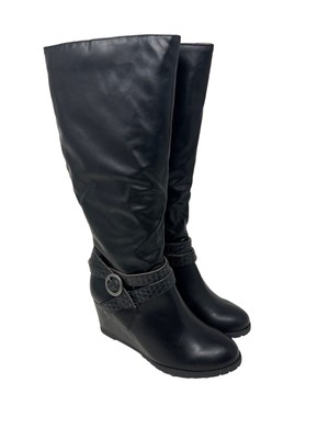 Journee Collection Faux Leather Garin Knee-High Wedge Size 10