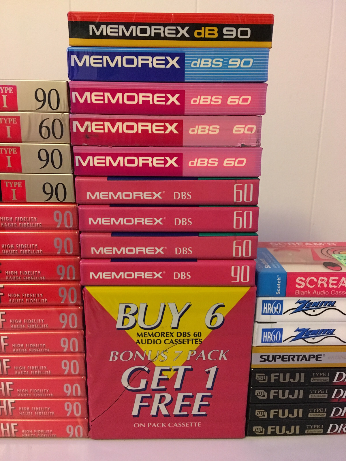 Lot of 67 NOS Blank Cassette Tapes - Maxell UR - Sony HF - Fuji Dr-I - Memorex