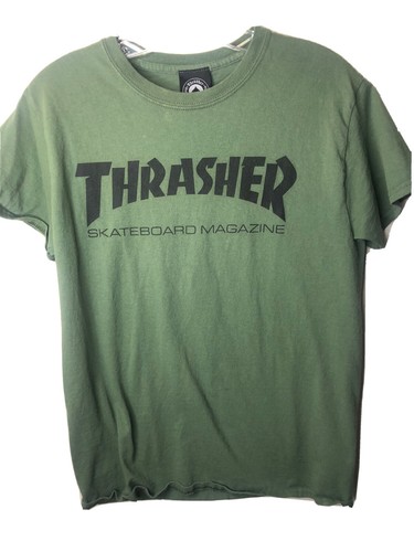 Vintage Thrasher Skateboard Magazine Logo SF CA Small Olive