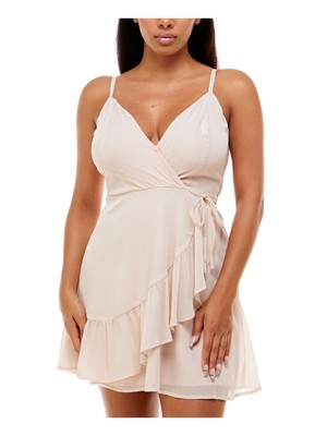 Короткое платье на бретельках-спагетти с V-образным вырезом сзади и завязками поперек юбки для безмолвных женщин