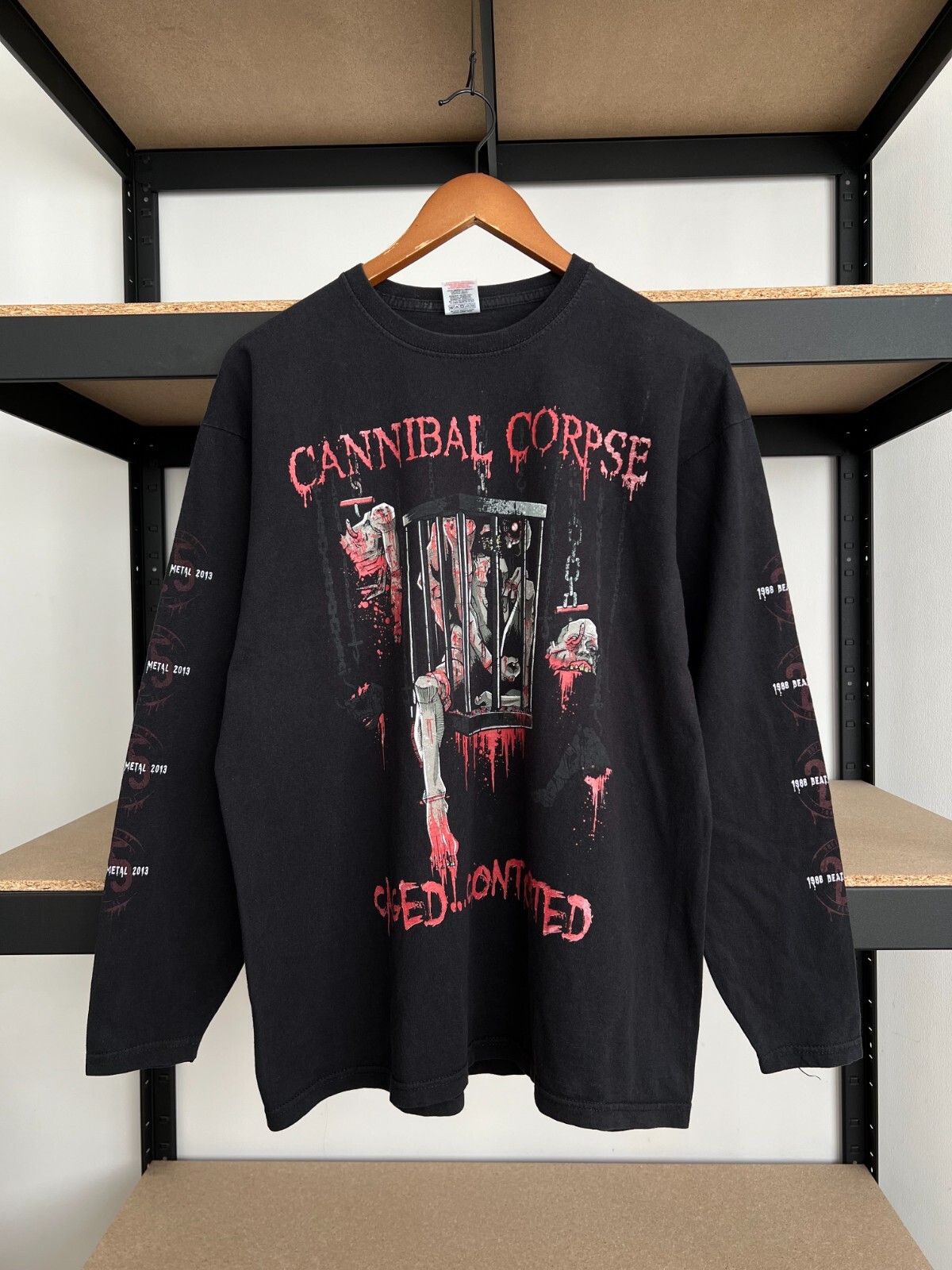 CANNIBAL CORPSE 古着 バンドTシャツ 黒 Vintage 2013 Cannibal Corpse Caged Contorted Black Long