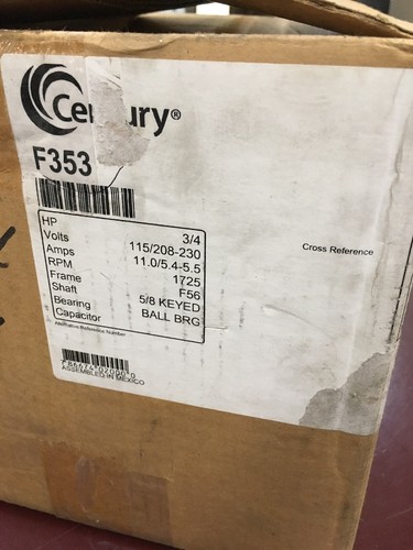 -CENTURY F353 3/4 HP, SPLIT PHASE, 1725 RPM RESILIENT MOTOR - NEW