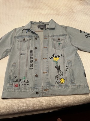 Brooklyn Cloth Stone Wash Doodles Denim Men s Jacket Size Large - New w/o Tags