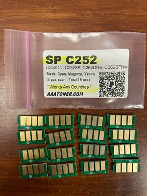 16 x Toner Reset Chip for Ricoh SP C252DN, C252SF, C262DNw, C262SFNw Refill