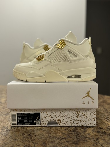Pre-owned Jordan Air  4 Retro Metallic Gold (w) Aq9129-170 In Sail/metallic Gold-black
