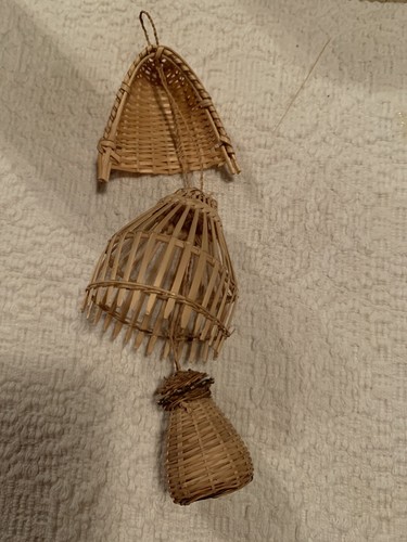 Miniature Fishing Trap Woven Bamboo Basket Coop Creel Handmade Home Decor