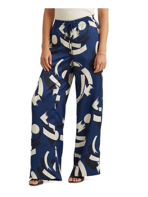 

LAUREN RALPH LAUREN Женские синие широкие брюки с эластичной резинкой на талии, Синий, 200861971001