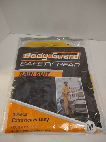Heavy Duty Premium Yellow Rainsuit Rain Suit 3 piece Safety Gear Medium New