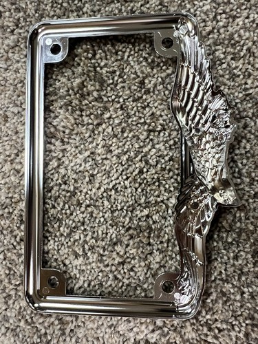 MOTORCYCLE Chrome American Eagle License Plate Tag Frame Holder