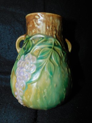 Vintage Roseville Pottery Wisteria Brown 6 Vase Shape 631 6