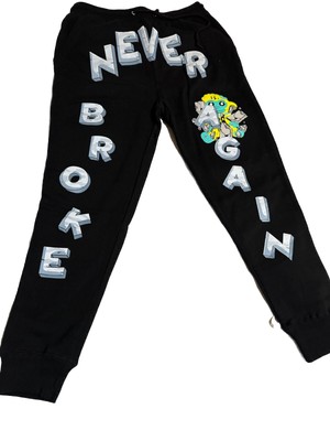 NEVER BROKE AGAIN ''TRAPPA'' ATHLETIC JOGGERS NBA YOUNGBOY Black M NWOT Waist 30
