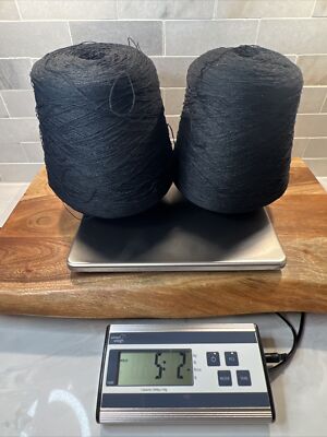 Phoenix Dye Works Machine Knitting Cone- Jet Black - Blend Thin Yarn- over 5lbs