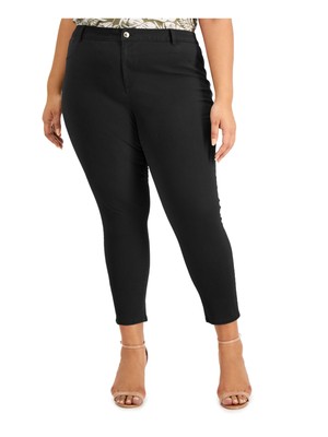 

CALVIN KLEIN Женские черные узкие брюки-скинни со средней посадкой из эластичного твила на молнии, Черный, W1TKG249