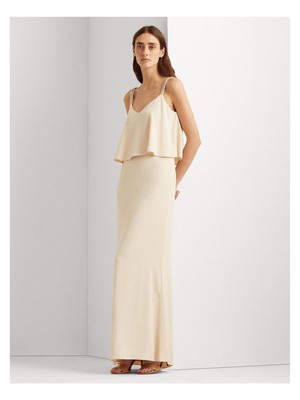 

LAUREN RALPH LAUREN Женские бежевые брюки без рукавов с накладной молнией и подкладкой из бисера, V, Бежевый