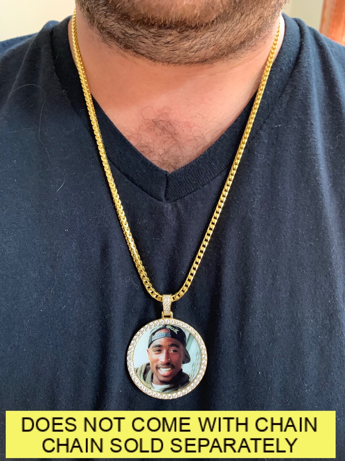 Pre-owned Silver 925  Custom Hip Hip Photo Pendant Iced Memory Moissanite Pass Diamond Test In 14k Yellow Gold