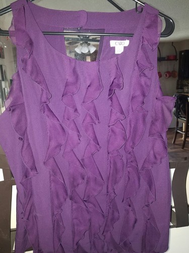 Women's huge lot outfit Large scarf grey jeggings hi-lo top ruffle purple cato