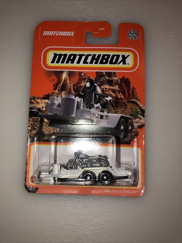 2022 Matchbox 98/100 MBX CYCLE TRAILER White with CHOPPER