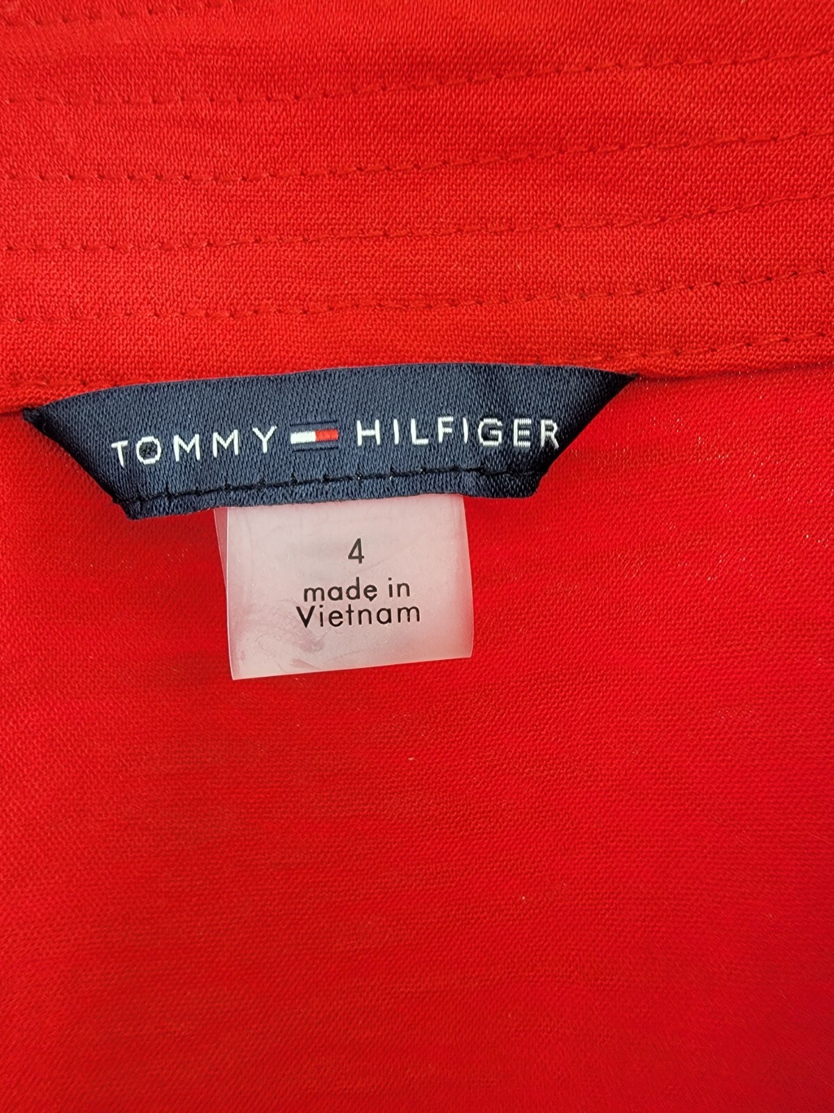 Tommy Hilfiger Faux-Wrap Blouson-Sleeve Midi Dress Womens 4 Red Side Zip Closure - Picture 9 of 16