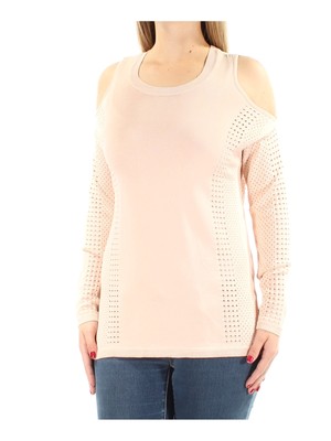 

Женский розовый топ BAR III с открытыми плечами, длинными рукавами и круглым вырезом, размер