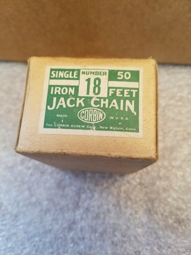 VINTAGE CORBIN #18 SINGLE IRON Jack Chain- 50 ft Box NOS (USA MADE)