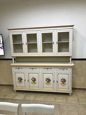 CREDENZA CRISTALLIERA  DIPINTA A MANO DECORATA IN VARI COLORI