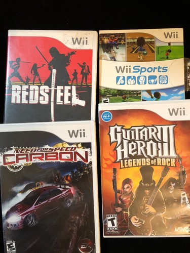 wii lot games Sports, RedSteel, Need For Speed, Guitar hero III