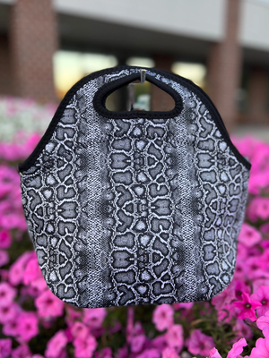 Neoprene Lunch Bag Totes - Snakeskin