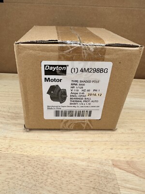DAYTON 4M298BG HVAC Motor - 1/125 HP - 3000 RPM - 1 Speed - New In The Box!
