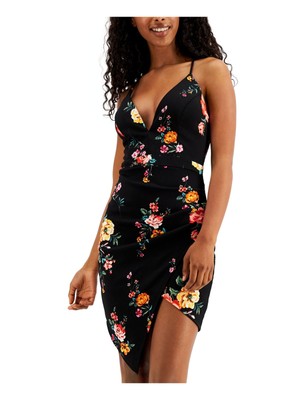 Женское черное мини-платье с асимметричным подолом и ИЗУМРУДНЫМ пломбиром XS