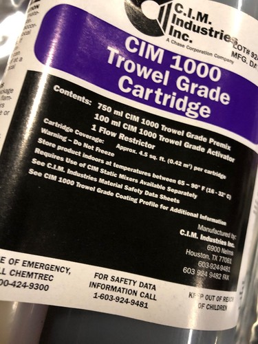2 CIM 1000 Trowel Grade Cartridge Sealant Caulk Activator