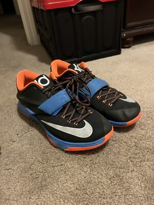 KD 7 VII OKC Away Black Blue Orange Size 12 Good Condition No Box