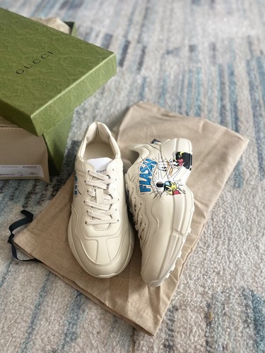 Pre-owned Gucci X Disney Rhyton Donald Duck Leather Sneaker Womens Eu 38.5, Us 8.5 $975 In White