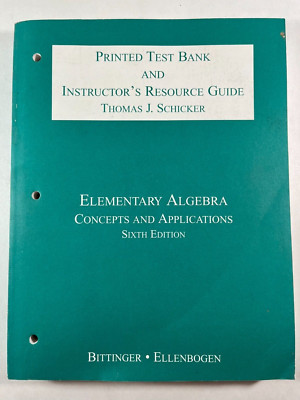 Elementary Algebra Concepts & App. Test Bank Instructor Resource 2002 0201734079