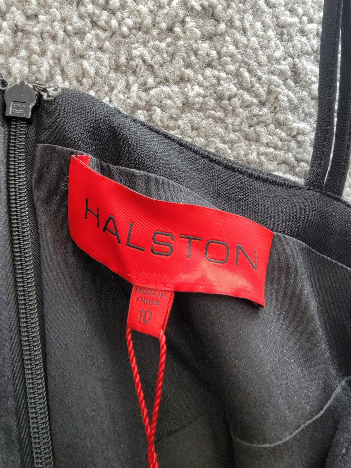 HALSTON Sybil Crepe Gown Women's 10 Black Solid One Shoulder Back Zip Closure - Picture 8 of 15