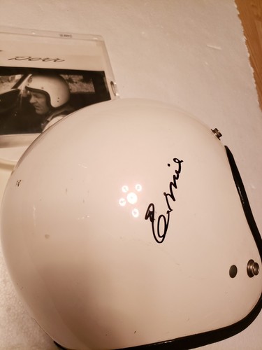Ernie Derr signed helmet rare w/visor picture imca usac stockcar mchal