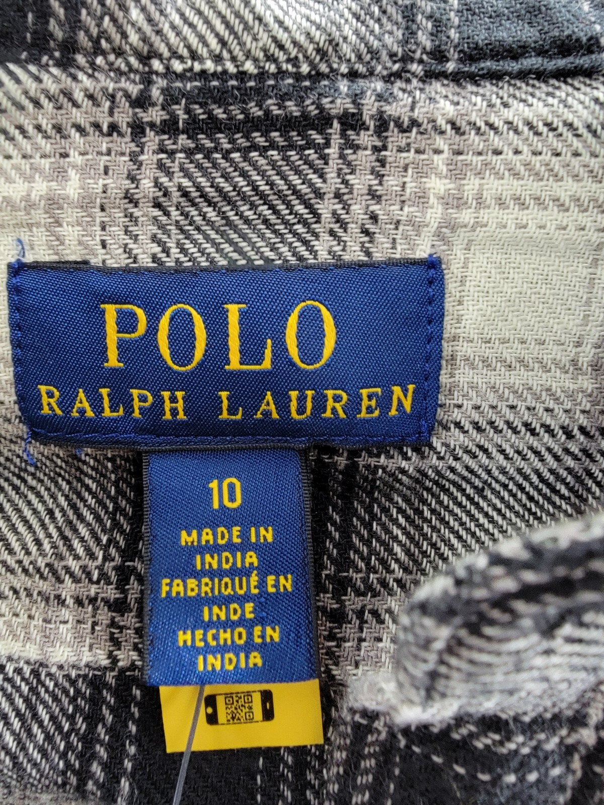 Polo Ralph Lauren Plaid Flannel Western Button Shirt Big Girls 10 Cream/Black - Picture 13 of 20