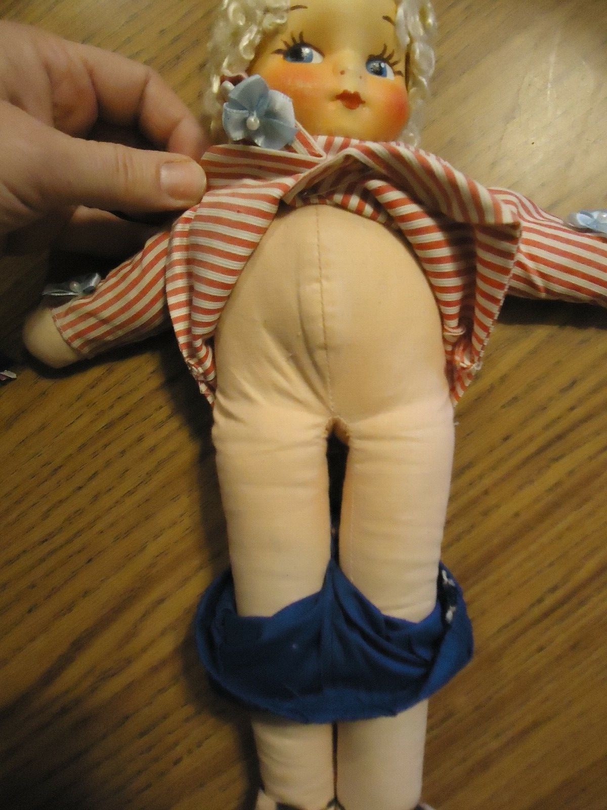 Vintage doll  painted cloth face and body